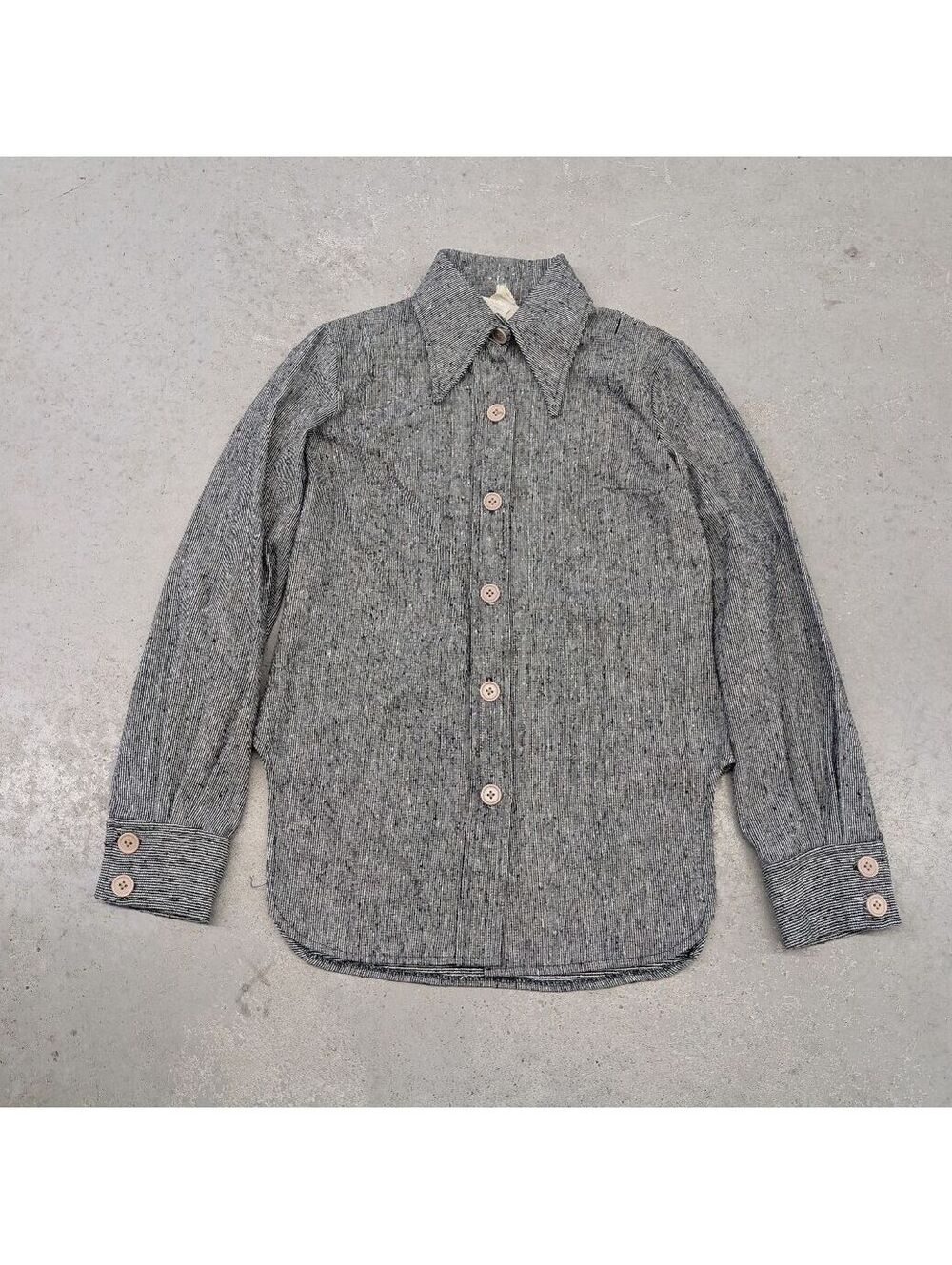 Vintage 70s Marinique Wool Blend Salt and Pepper Gray Shirt